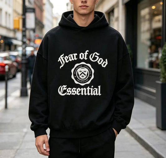 Fear of God Essential Heavy Fleece Hoodie, Oversized Unisex Streetwear Pullover